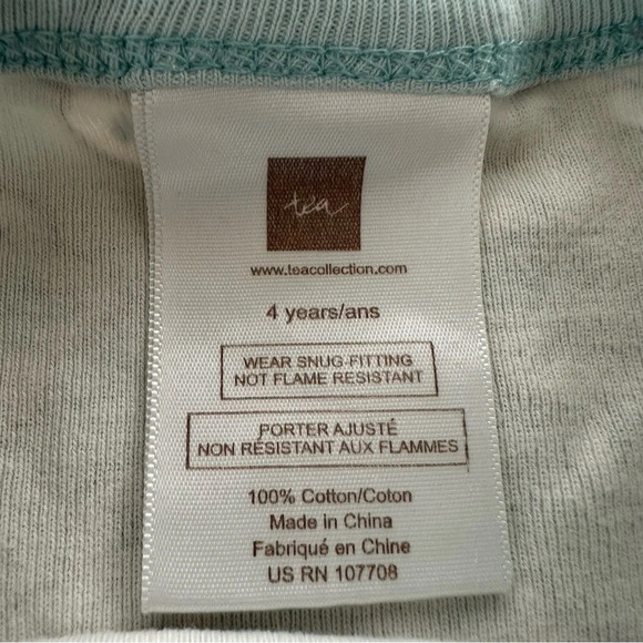 Tea Collection size 4 Girls Aqua Floral Medallion Pajama Set PJs Sleepwear - Picture 2 of 2